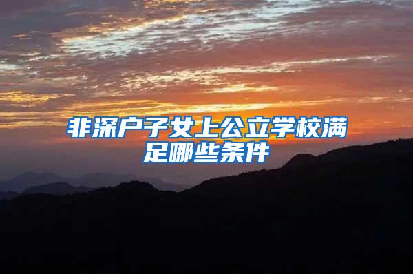 非深户子女上公立学校满足哪些条件