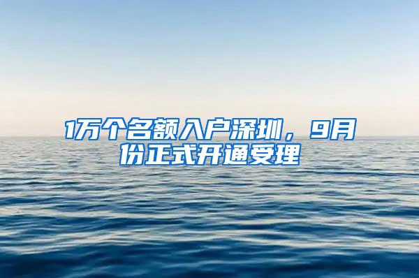 1万个名额入户深圳，9月份正式开通受理