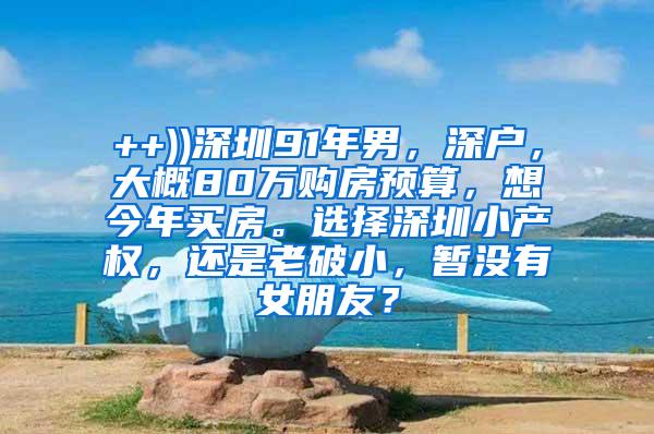 ++))深圳91年男，深户，大概80万购房预算，想今年买房。选择深圳小产权，还是老破小，暂没有女朋友？