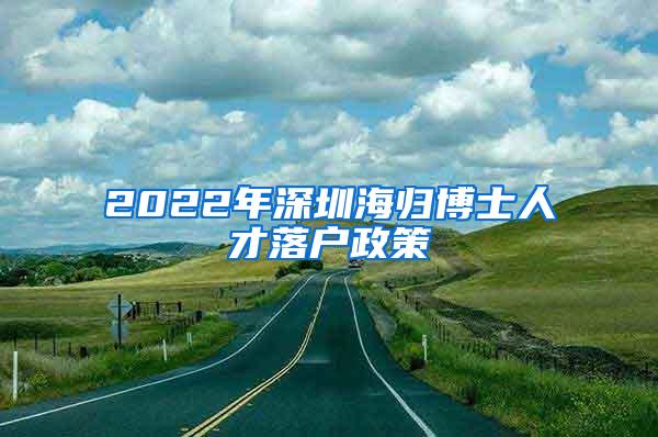 2022年深圳海归博士人才落户政策