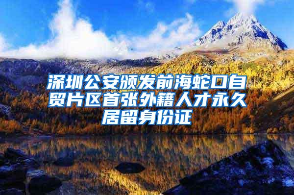 深圳公安颁发前海蛇口自贸片区首张外籍人才永久居留身份证