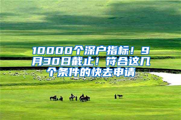 10000个深户指标！9月30日截止！符合这几个条件的快去申请