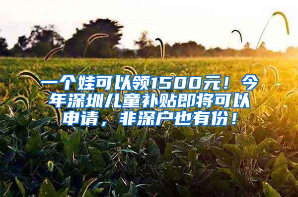 一个娃可以领1500元！今年深圳儿童补贴即将可以申请，非深户也有份！