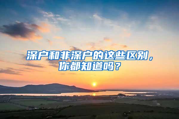 深户和非深户的这些区别，你都知道吗？