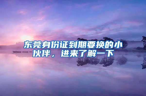 东莞身份证到期要换的小伙伴，进来了解一下