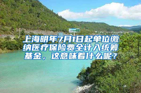 上海明年7月1日起单位缴纳医疗保险费全计入统筹基金，这意味着什么呢？