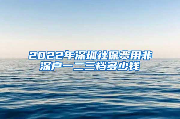 2022年深圳社保费用非深户一二三档多少钱