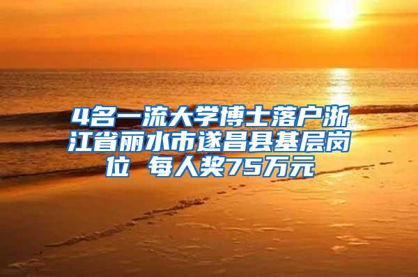 4名一流大学博士落户浙江省丽水市遂昌县基层岗位 每人奖75万元