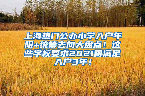 上海热门公办小学入户年限+统筹去向大盘点！这些学校要求2021需满足入户3年！