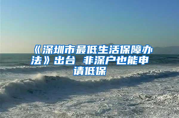 《深圳市最低生活保障办法》出台 非深户也能申请低保