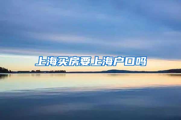 上海买房要上海户口吗