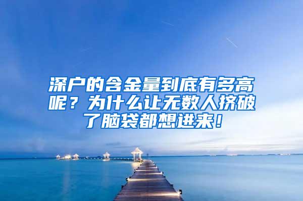 深户的含金量到底有多高呢？为什么让无数人挤破了脑袋都想进来！