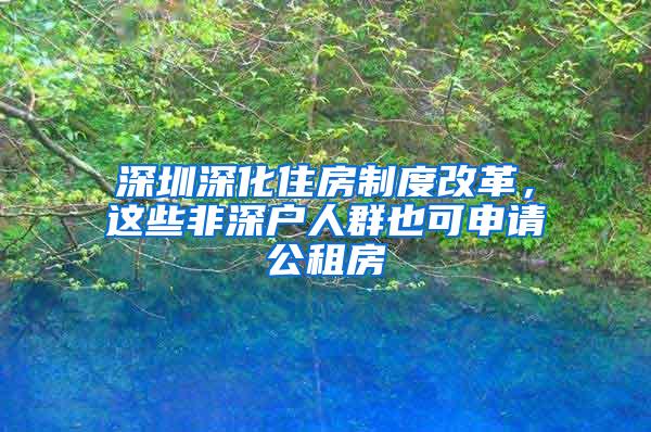 深圳深化住房制度改革，这些非深户人群也可申请公租房