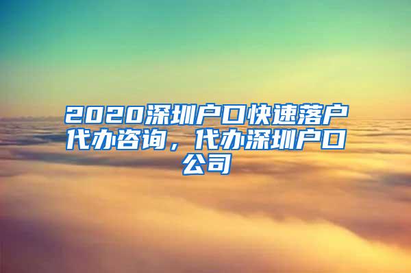 2020深圳户口快速落户代办咨询，代办深圳户口公司