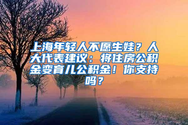 上海年轻人不愿生娃？人大代表建议：将住房公积金变育儿公积金！你支持吗？