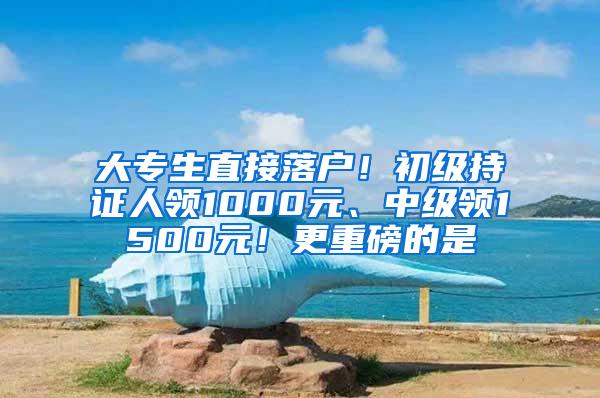 大专生直接落户！初级持证人领1000元、中级领1500元！更重磅的是