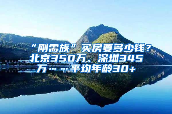 “刚需族”买房要多少钱？北京350万、深圳345万……平均年龄30+