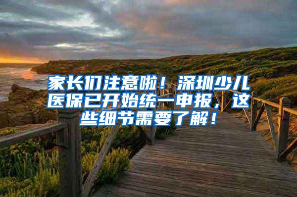 家长们注意啦！深圳少儿医保已开始统一申报，这些细节需要了解！