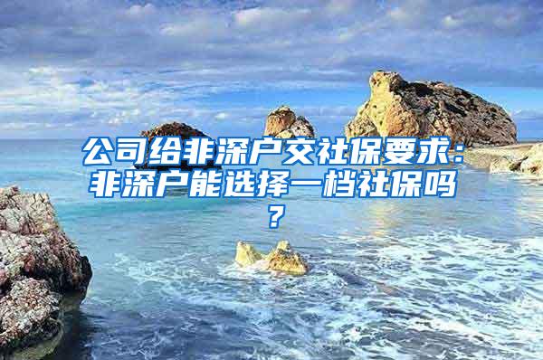 公司给非深户交社保要求：非深户能选择一档社保吗？