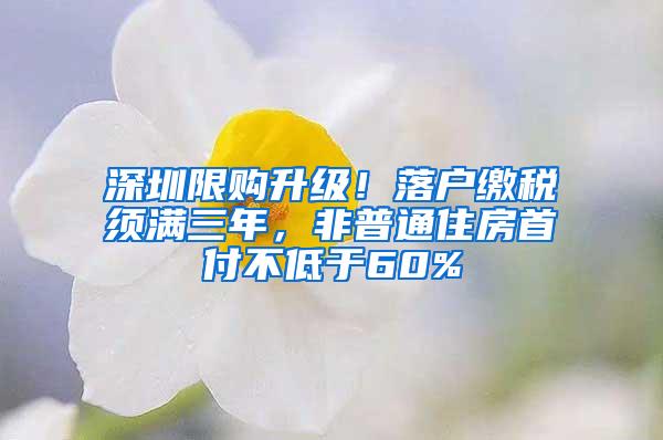 深圳限购升级！落户缴税须满三年，非普通住房首付不低于60%