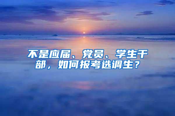 不是应届、党员、学生干部，如何报考选调生？