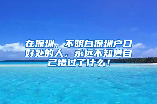 在深圳，不明白深圳户口好处的人，永远不知道自己错过了什么！