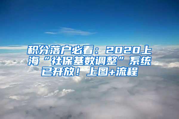 积分落户必看：2020上海“社保基数调整”系统已开放！上图+流程