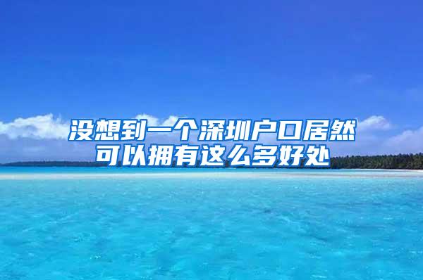 没想到一个深圳户口居然可以拥有这么多好处