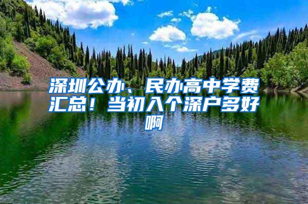 深圳公办、民办高中学费汇总！当初入个深户多好啊