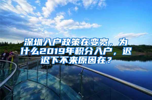 深圳入户政策在变宽，为什么2019年积分入户，迟迟下不来原因在？