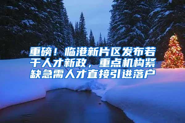 重磅！临港新片区发布若干人才新政，重点机构紧缺急需人才直接引进落户