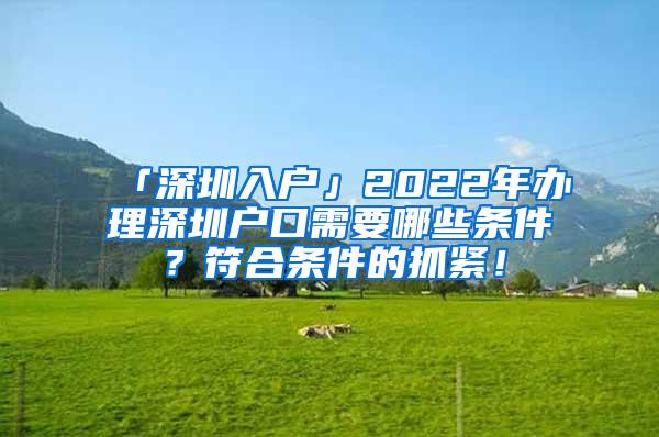 「深圳入户」2022年办理深圳户口需要哪些条件？符合条件的抓紧！