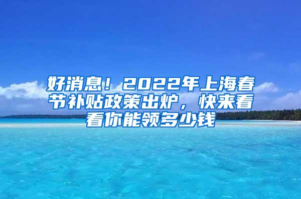 好消息！2022年上海春节补贴政策出炉，快来看看你能领多少钱