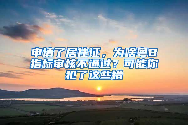 申请了居住证，为啥粤B指标审核不通过？可能你犯了这些错