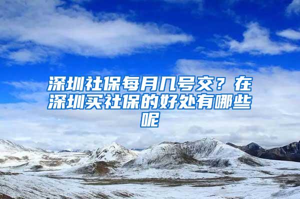 深圳社保每月几号交？在深圳买社保的好处有哪些呢