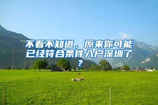 不看不知道，原来你可能已经符合条件入户深圳了？