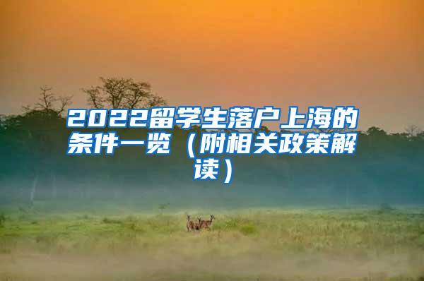 2022留学生落户上海的条件一览（附相关政策解读）