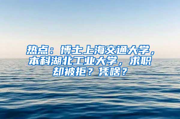 热点：博士上海交通大学，本科湖北工业大学，求职却被拒？凭啥？
