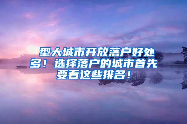 Ⅰ型大城市开放落户好处多！选择落户的城市首先要看这些排名！