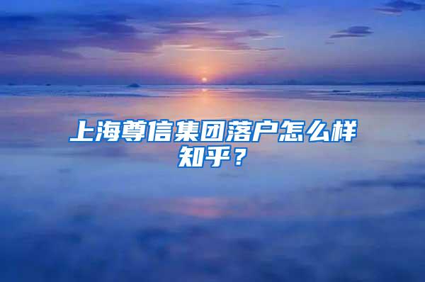 上海尊信集团落户怎么样知乎？