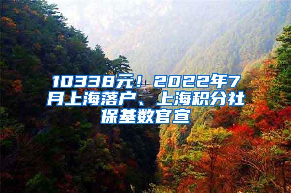 10338元！2022年7月上海落户、上海积分社保基数官宣