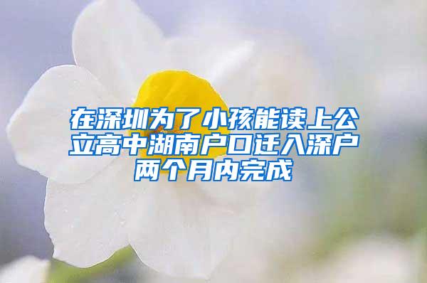 在深圳为了小孩能读上公立高中湖南户口迁入深户两个月内完成