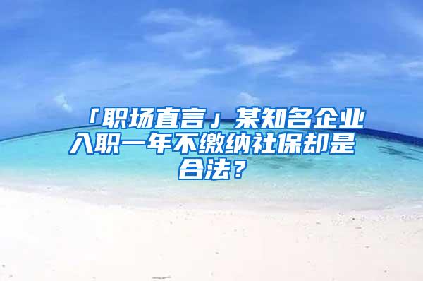 「职场直言」某知名企业入职一年不缴纳社保却是合法？