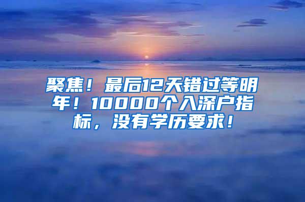 聚焦！最后12天错过等明年！10000个入深户指标，没有学历要求！