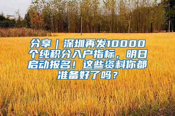 分享｜深圳再发10000个纯积分入户指标，明日启动报名！这些资料你都准备好了吗？