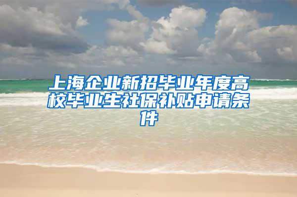 上海企业新招毕业年度高校毕业生社保补贴申请条件