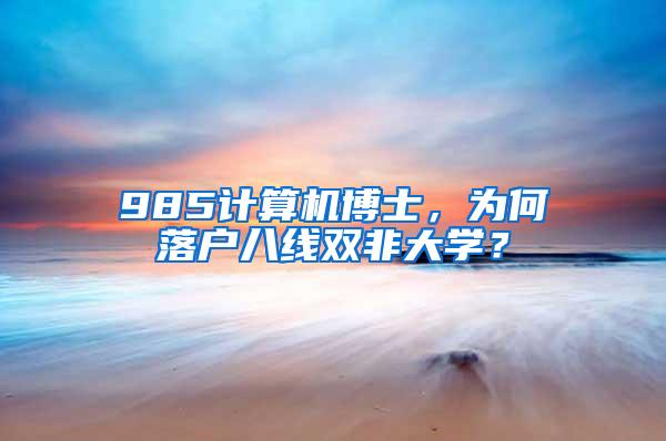 985计算机博士，为何落户八线双非大学？