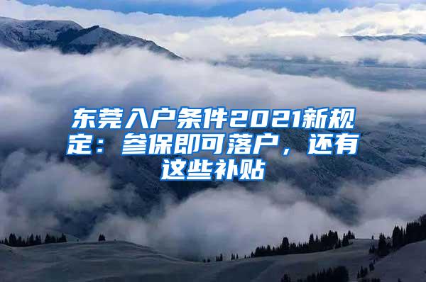 东莞入户条件2021新规定：参保即可落户，还有这些补贴