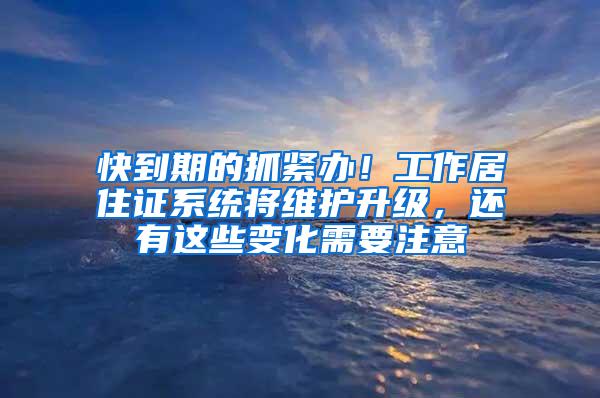 快到期的抓紧办！工作居住证系统将维护升级，还有这些变化需要注意