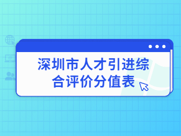 2022年深圳市人才引进综合评价分值表有哪些内容?